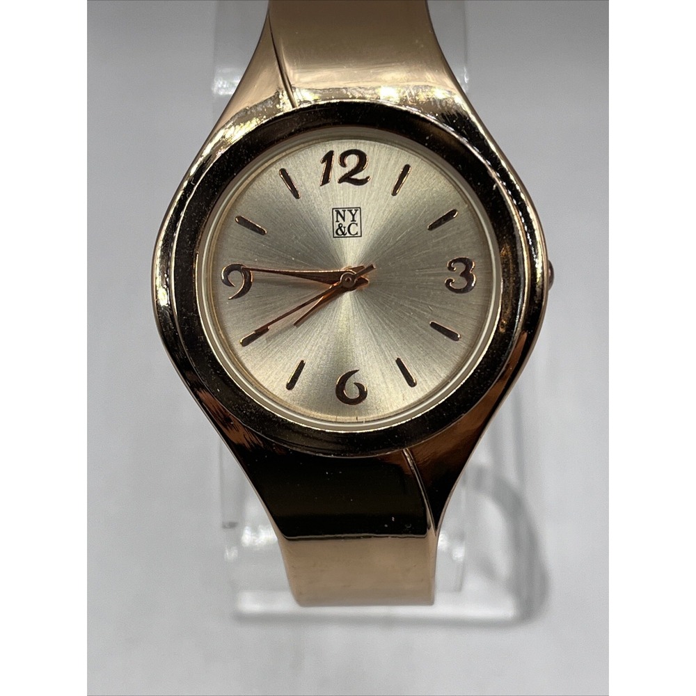 NY&C Women's Quartz Watch Rose Gold Tone Bangle Band- New Battery